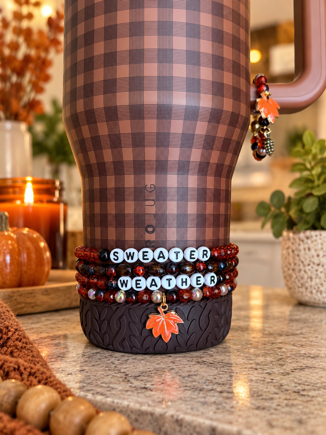 Rust Plaid Handle Charm