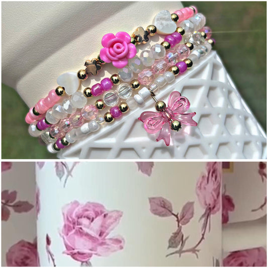 Ribbon Rosa LoveShack Fancy Cup Bracelets Stanley Cup Accessories