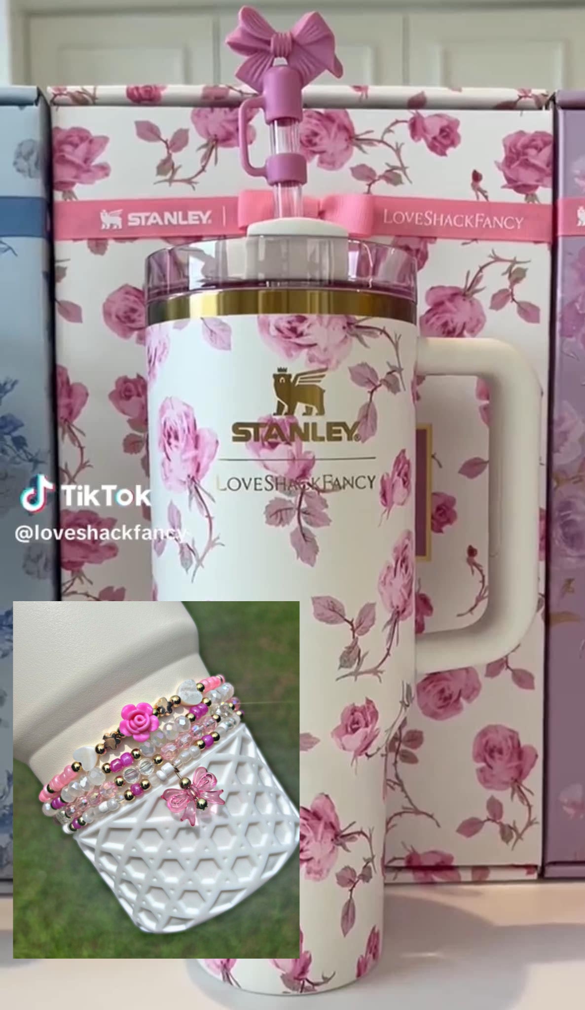 Ribbon Rosa LoveShack Fancy Cup Bracelets Stanley Cup Accessories