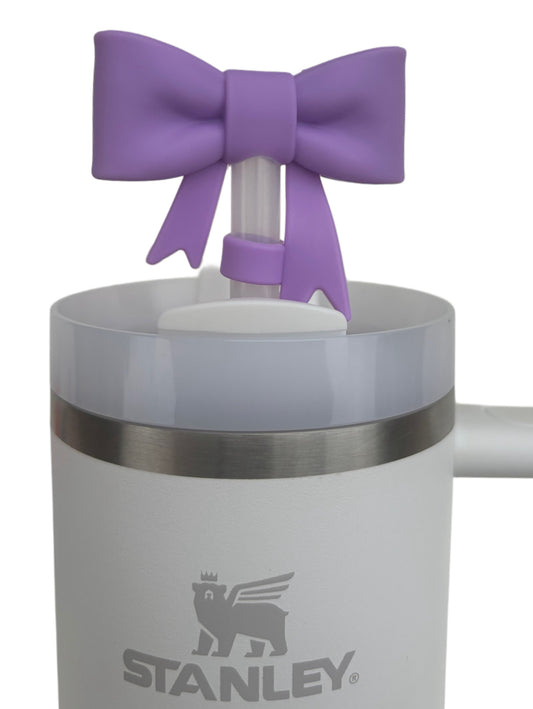 Purple Big Bow Silicone Straw Topper