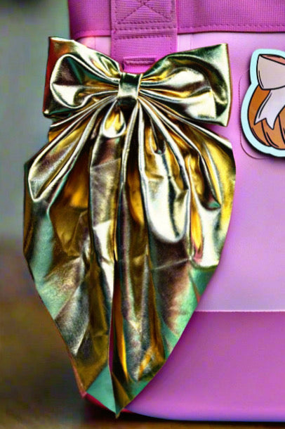 Gold Metallic Bow (Clip me to your bag strap!)