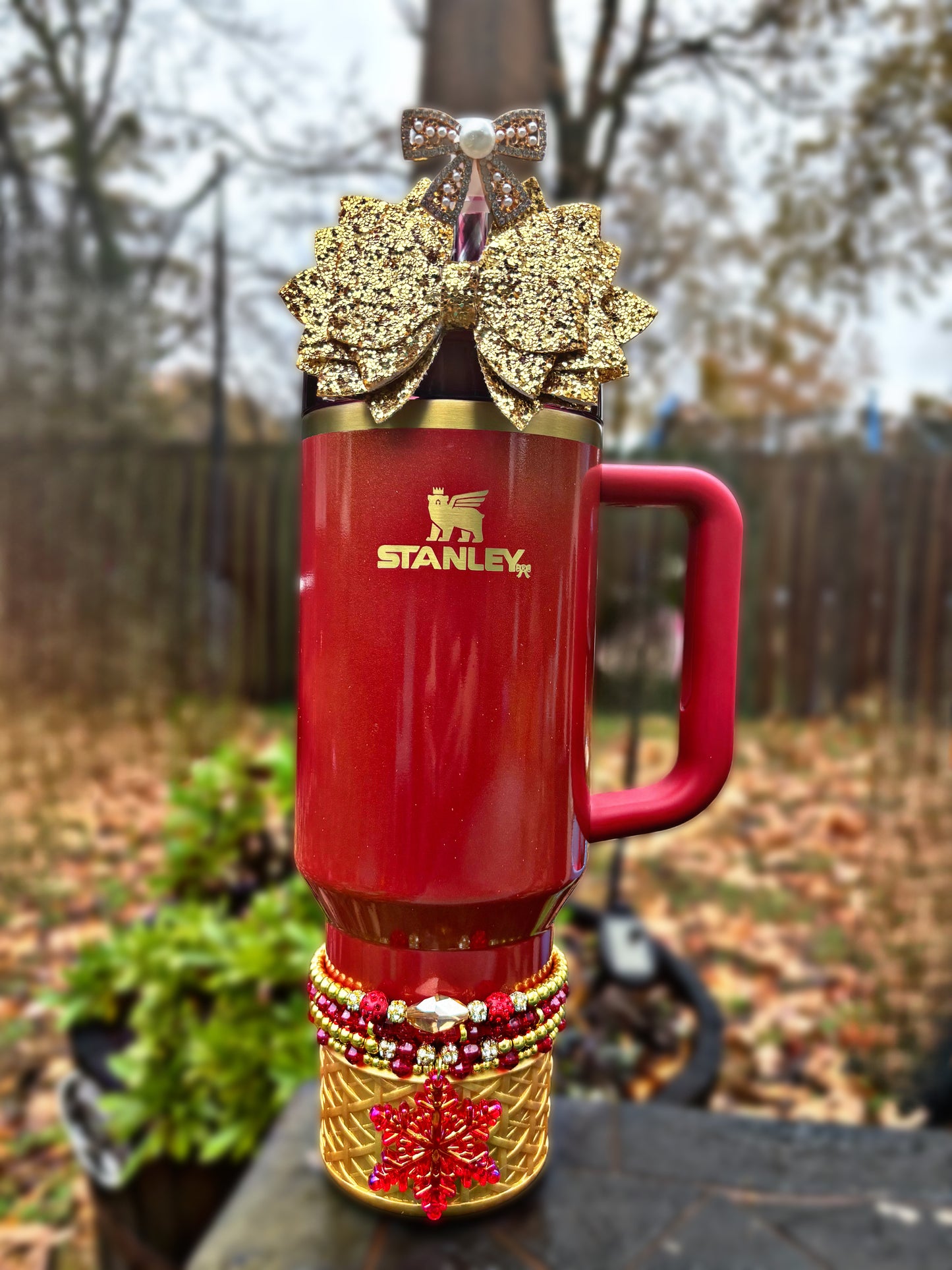 Radiant Red Snowflake Cup Bracelets.