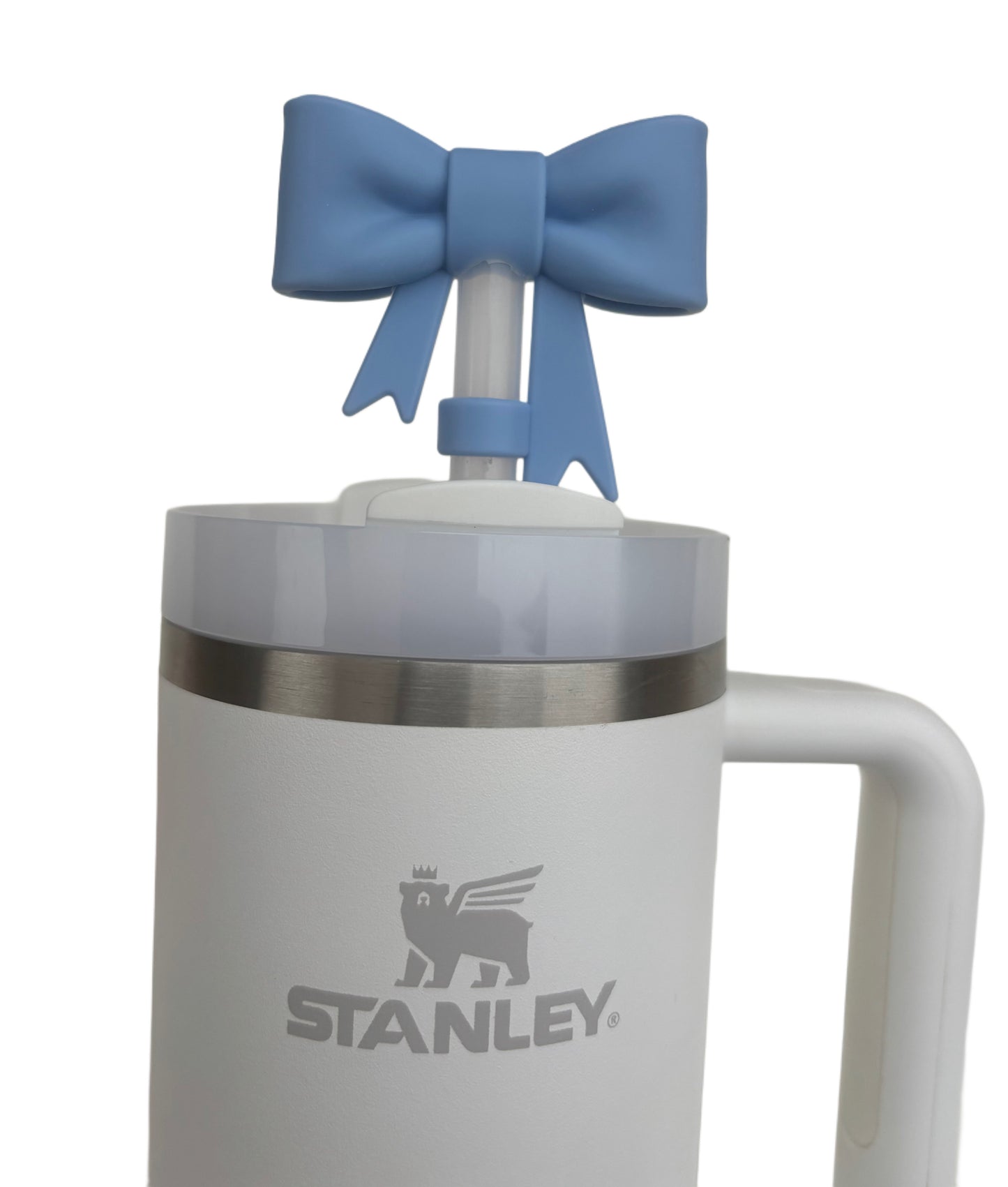 Light Blue Big Bow Silicone Straw Topper