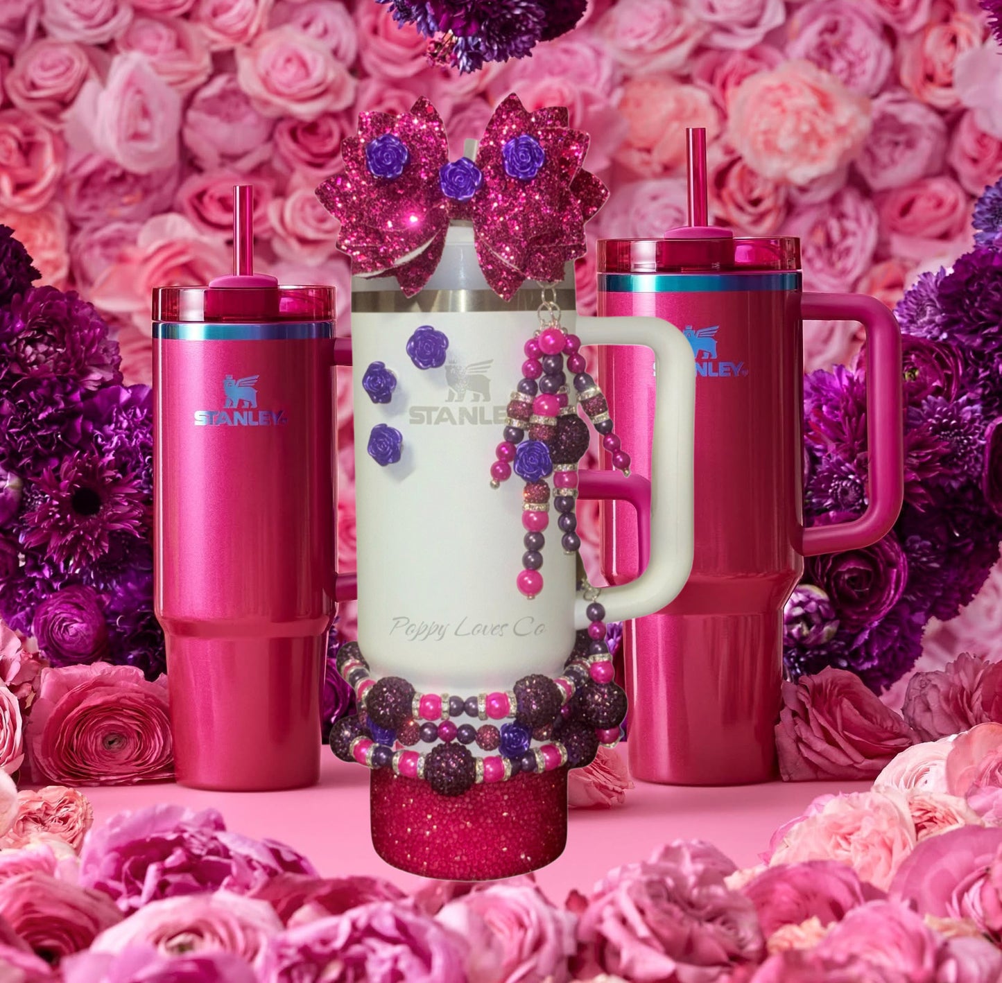 Rose Crystals Silicone Boot Fits 40oz Stanley