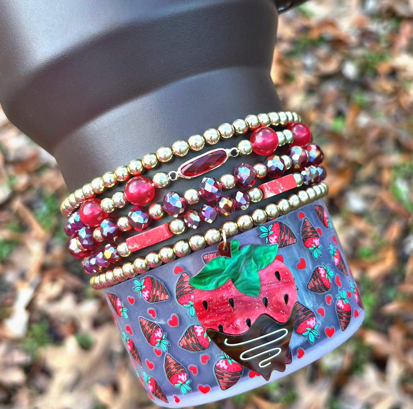 Chocolate Covered Strawberry Cup Bracelets