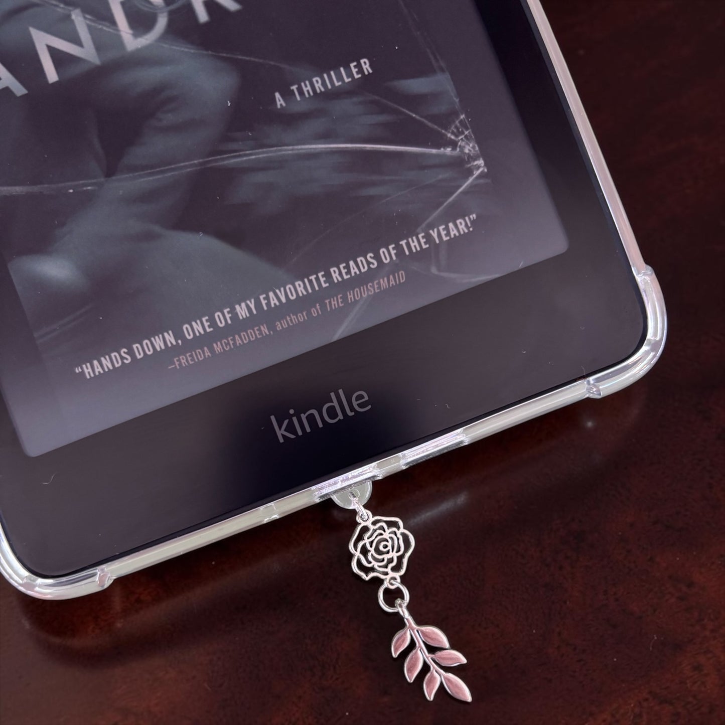 Flower Leaf Plug Charm~Kindle, Tablet, or Phone