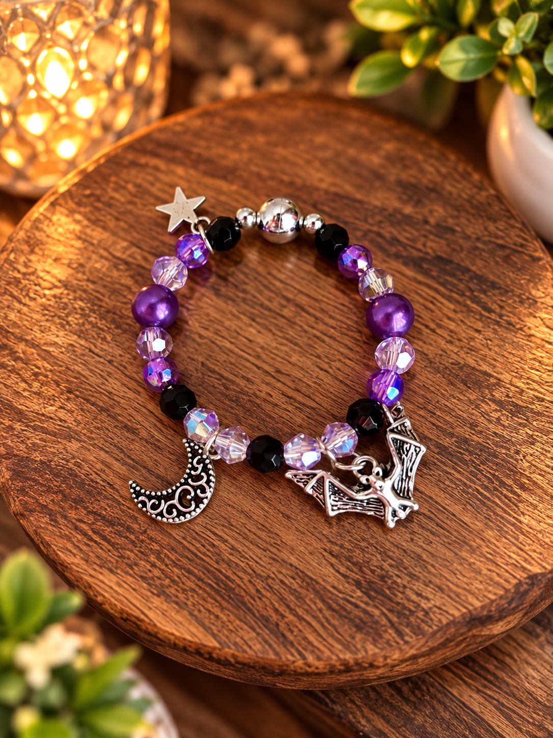 Halloween Purple Bats Handle Charm