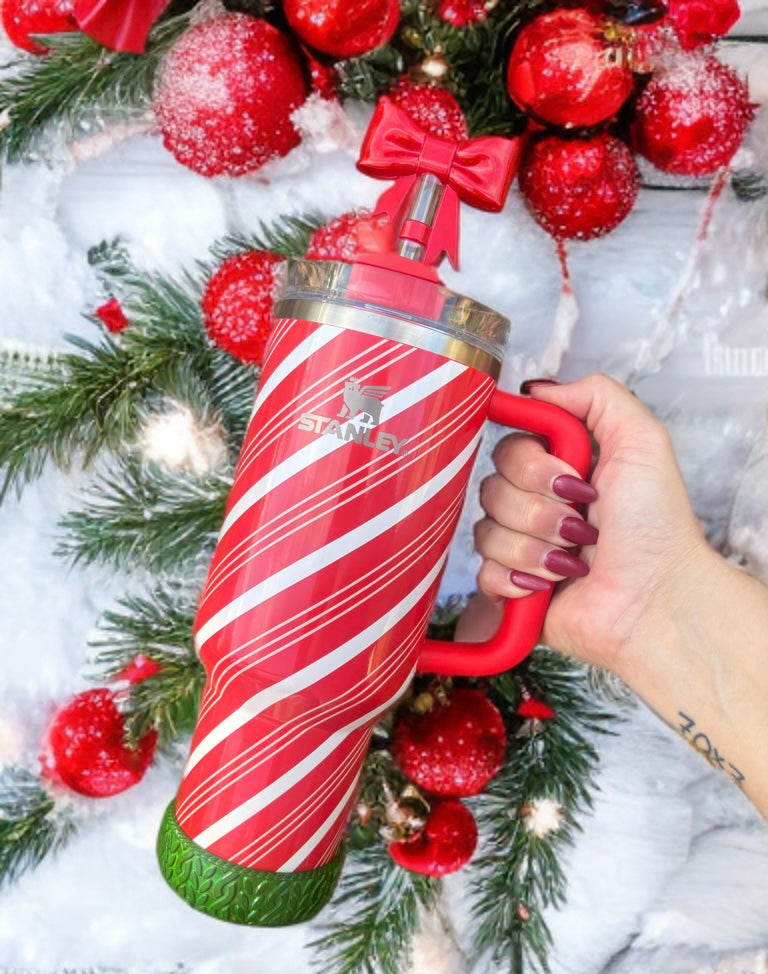 Ruby Red Holographic Big Bow Silicone Straw Topper