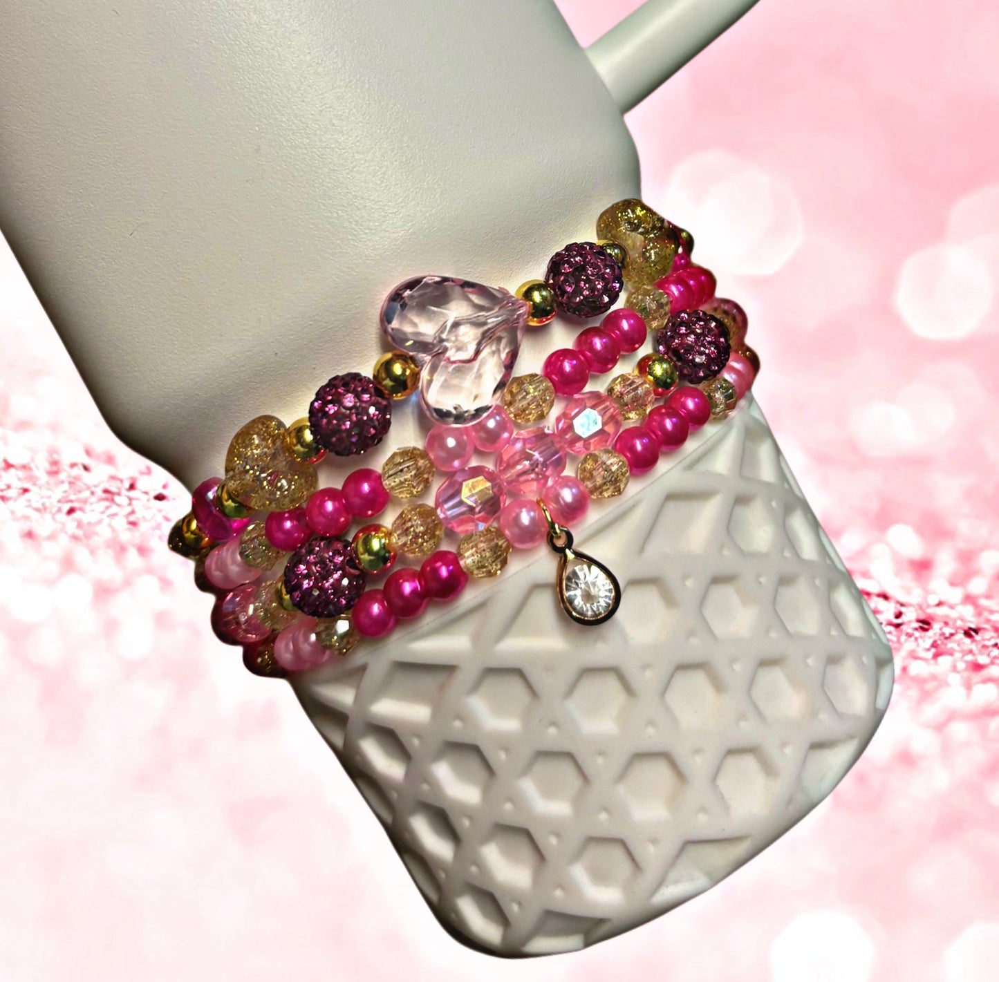 Berry Pink Glitter SXS Cup Bracelets