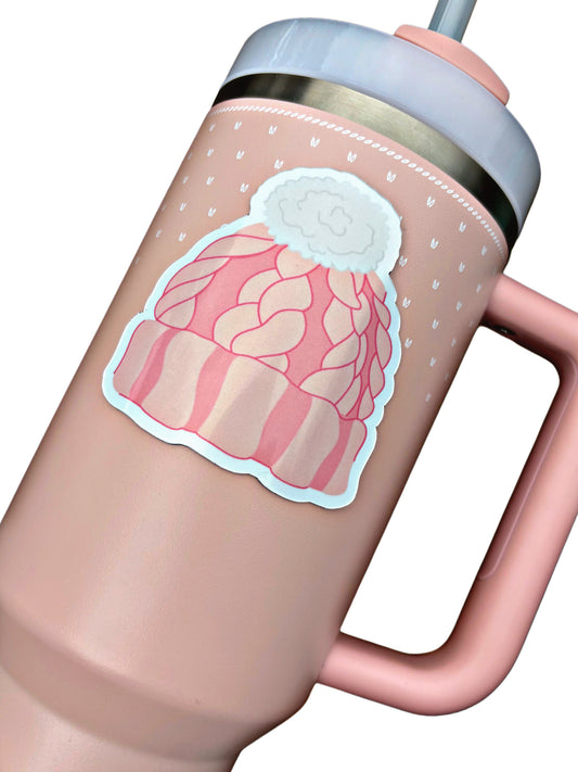 Pink Puff Beanie Tumbler Magnet