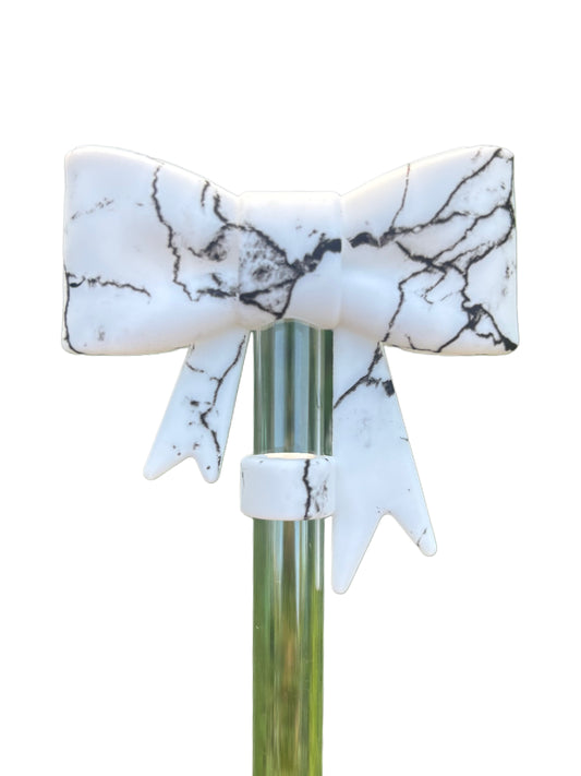 Marble Big Bow Silicone Straw Topper