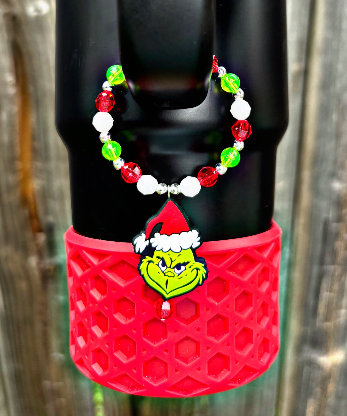 Christmas Hat Green Guy Cup Handle Charm Bracelet. Stanley cup accessories.