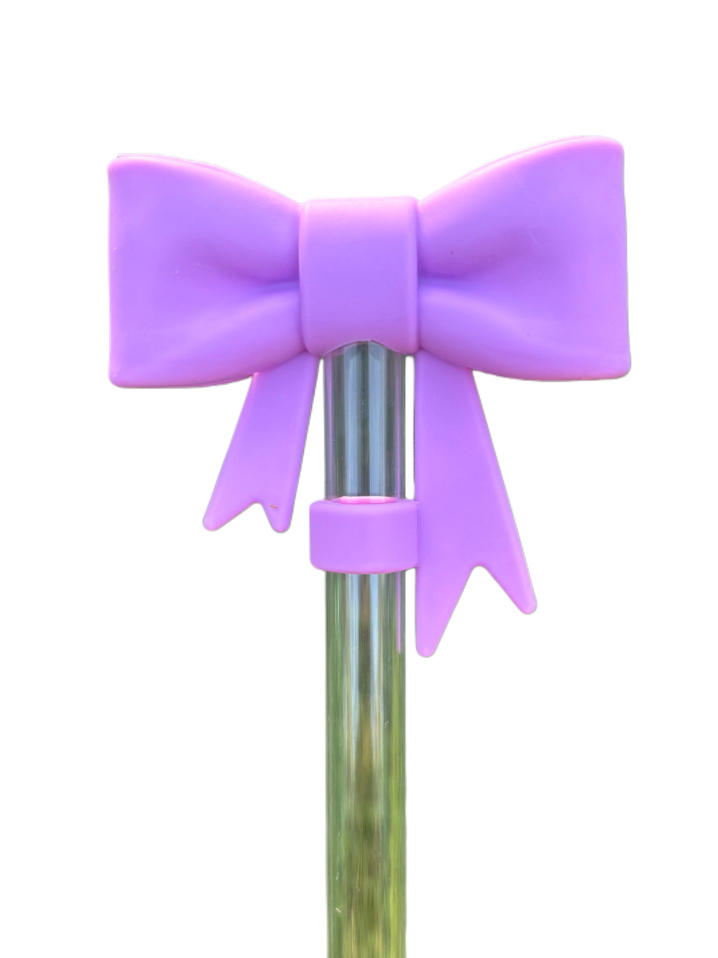Lavender Big Bow Silicone Straw Topper