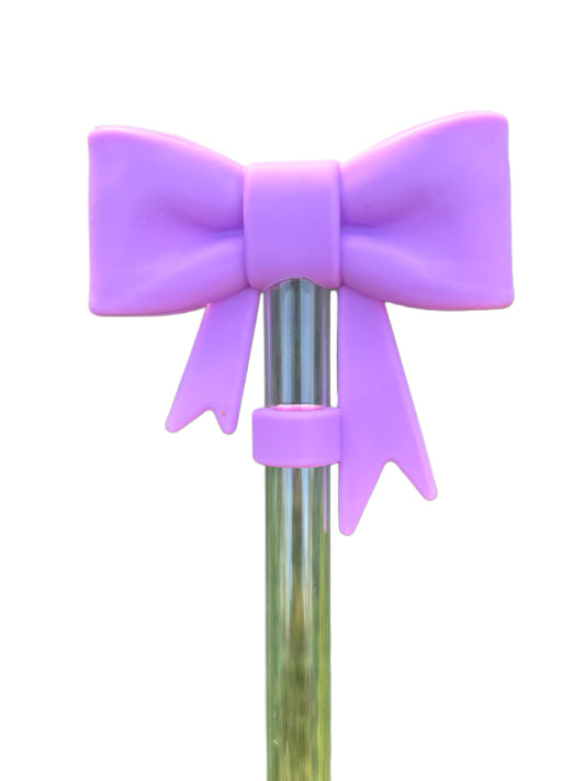 Lavender Big Bow Silicone Straw Topper