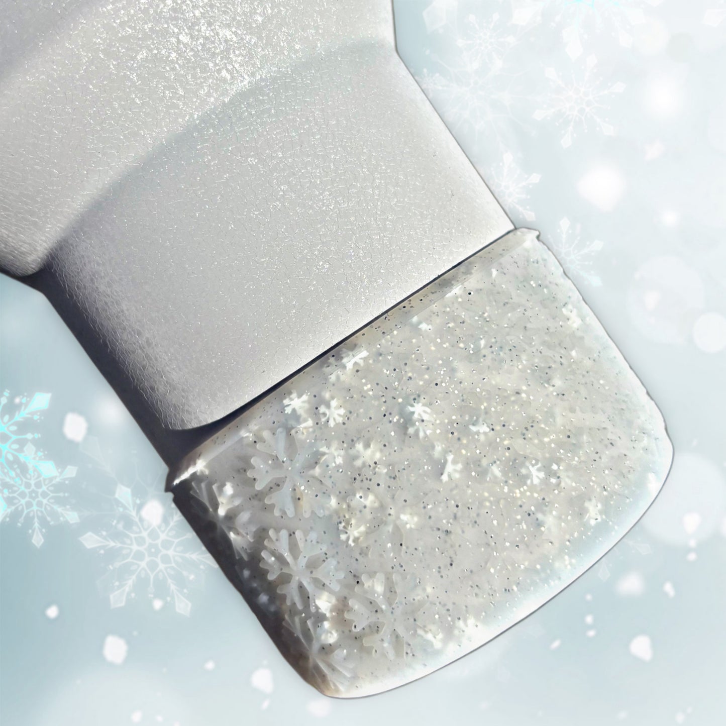 Semi Clear Silver Glitter Snowflake Silicone Boot