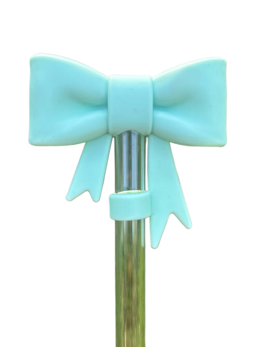 Mint Big Bow Silicone Straw Topper