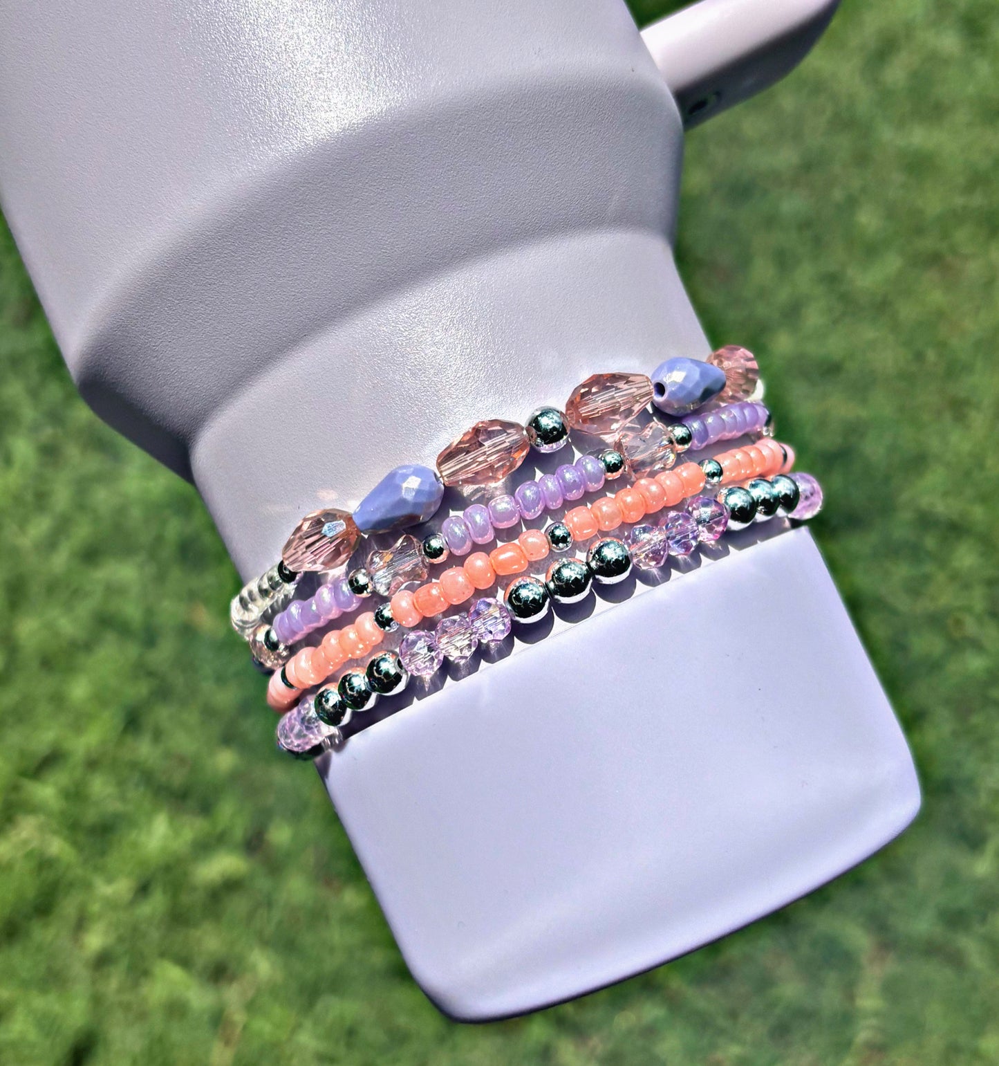 Periwinkle Shimmer & Orchid Glimmer Cup Bracelets.