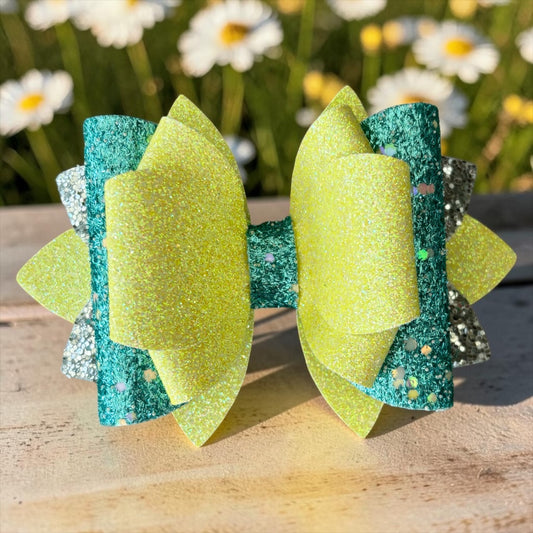 Teal Daisies Bow