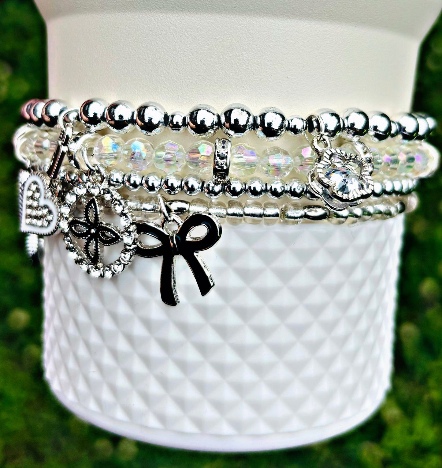 Chanel Silver Lux Cup Bracelets. Dior. Louis Vuitton.