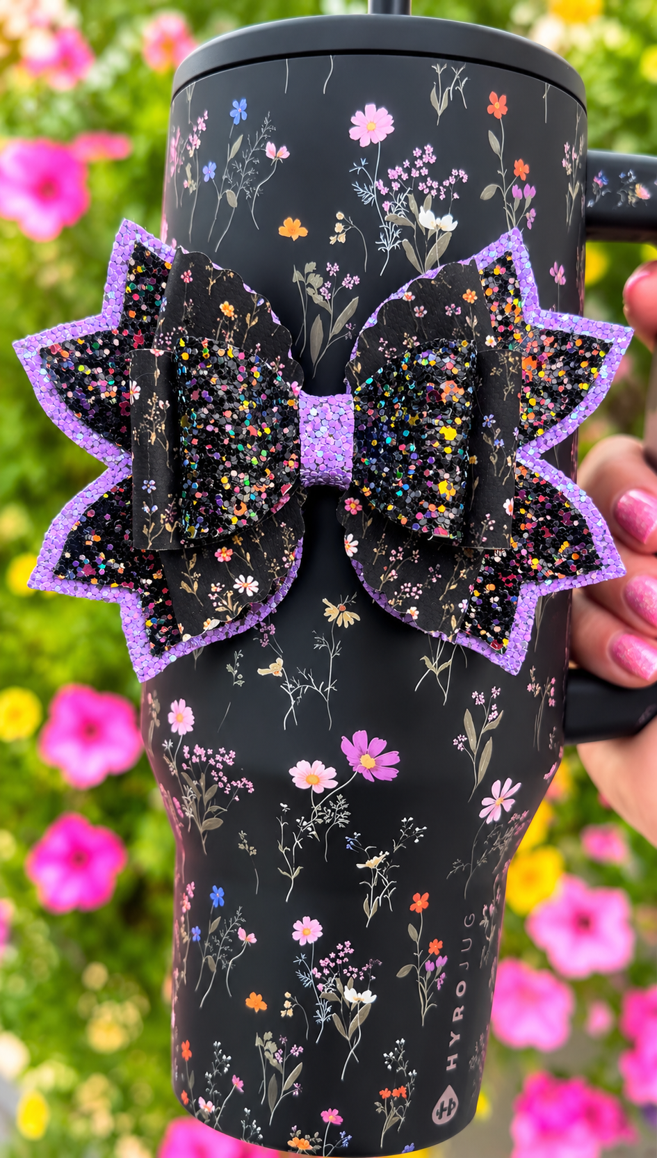 Midnight Floral Bow