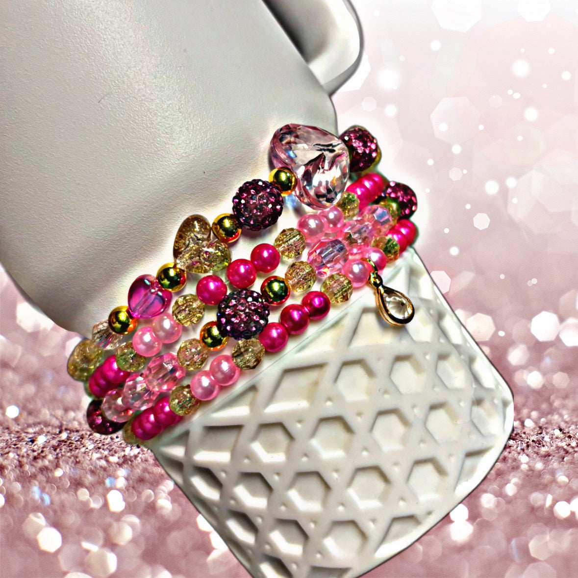 Berry Pink Glitter SXS Cup Bracelets