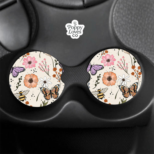 Floral Butterfly Car Coasters