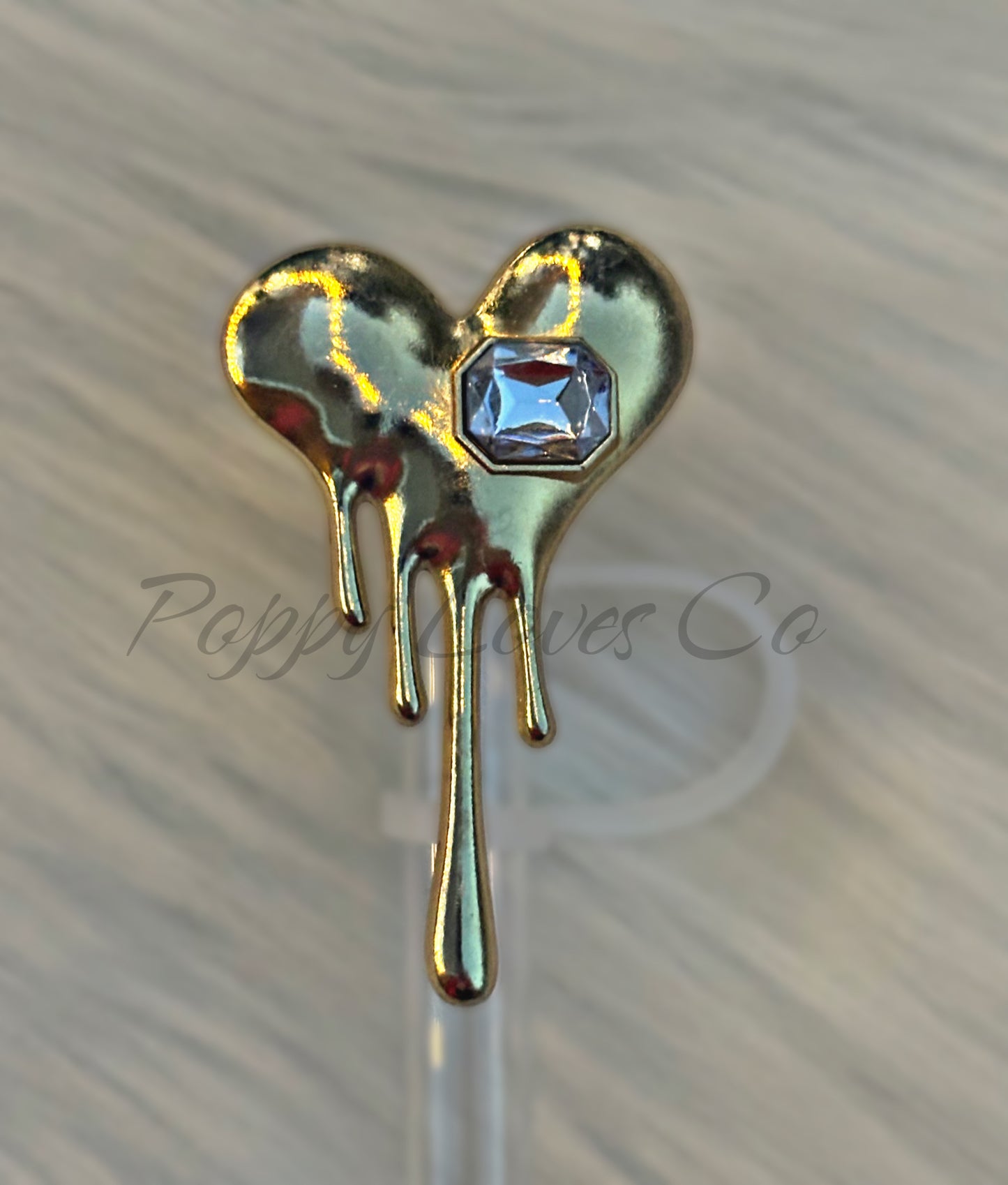 Heart Melt Deluxe Metal Straw Topper Gold