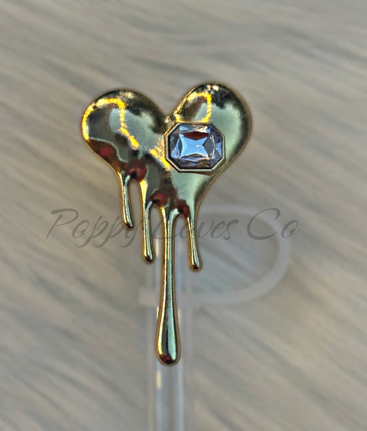 Heart Melt Deluxe Metal Straw Topper Gold