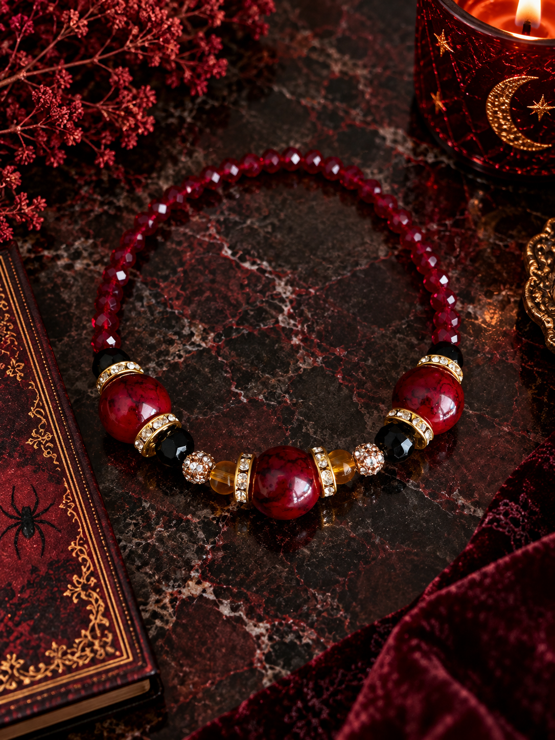 Bordeaux Lace Glass Bead Bracelet
