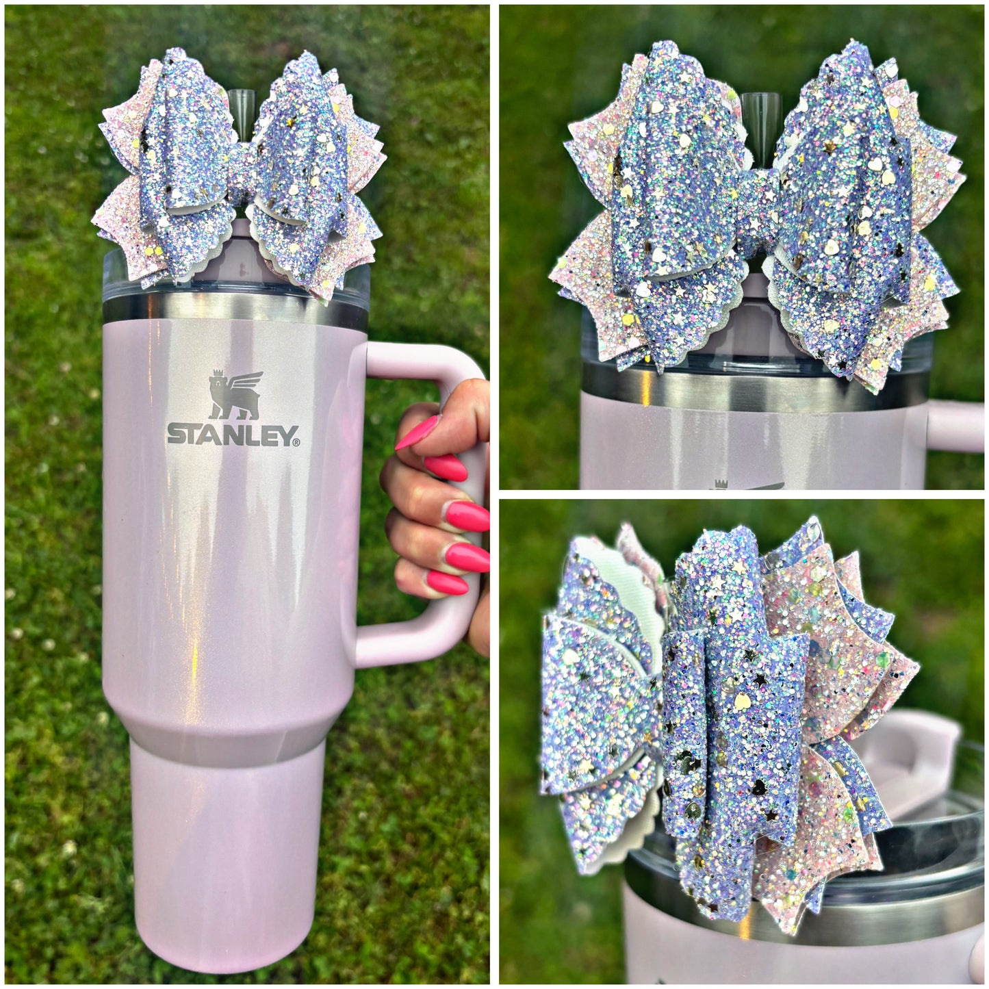 *NEW Bow Style* Aster Glitter Bow Straw Topper {Handmade One Of A Kind}