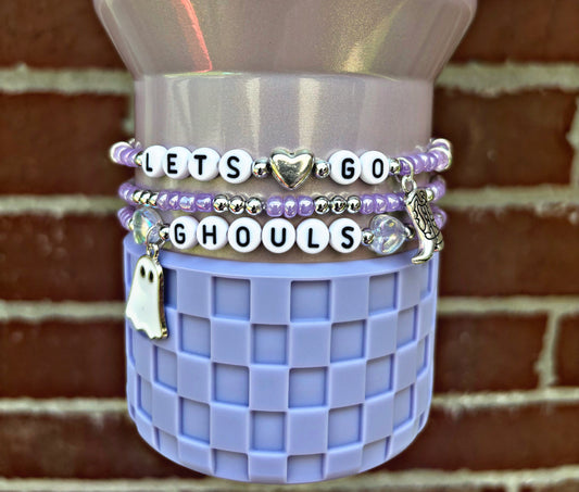 Let’s Go Ghouls Ghost Cup Bracelets. Lavender.