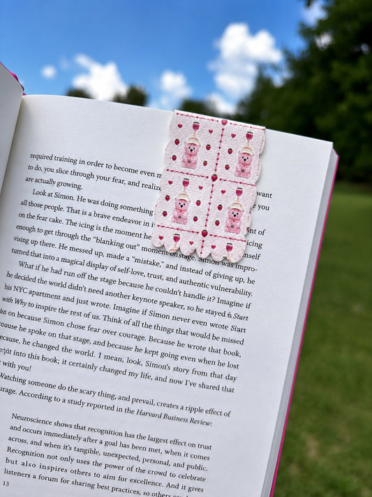 Pink Coffee Bear Magnetic Bookmark