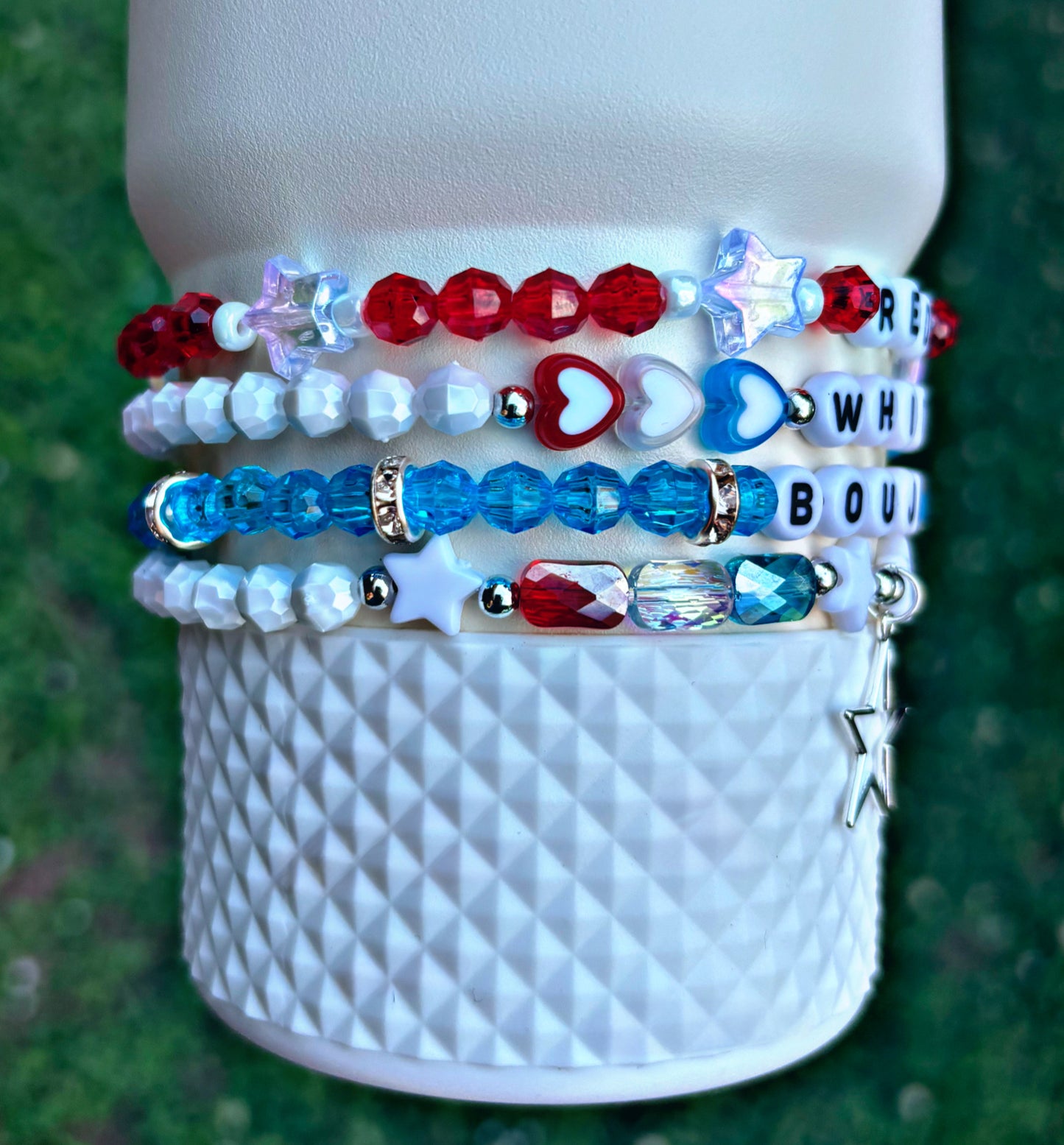 Red White and Boujie Cup Bracelets