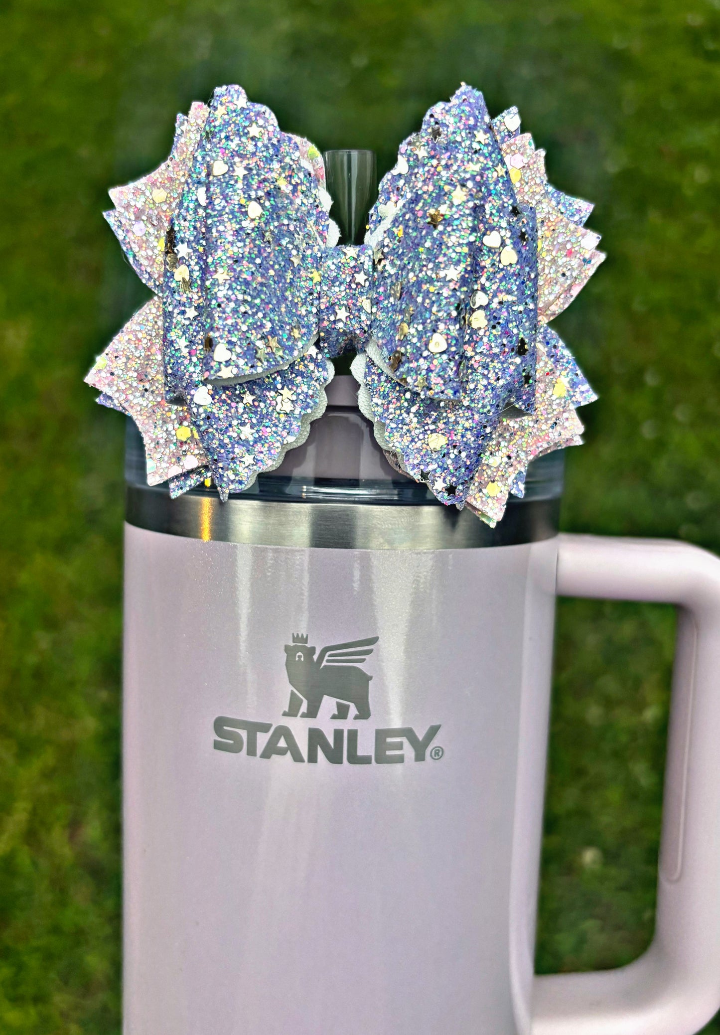*NEW Bow Style* Aster Glitter Bow Straw Topper {Handmade One Of A Kind}