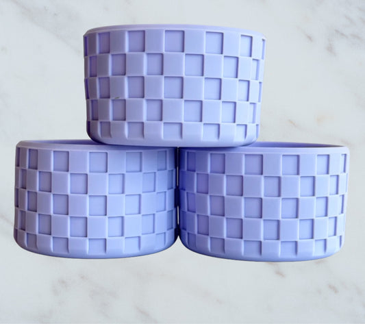 Lavender Checkered Texture Silicone Boot. Stanley Cup Accessories