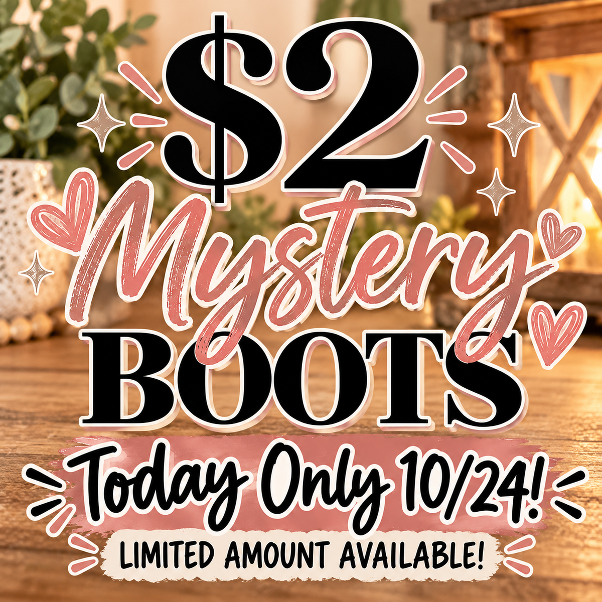 $2 Mystery Boot-Today ONLY 10/24! Limited amount available
