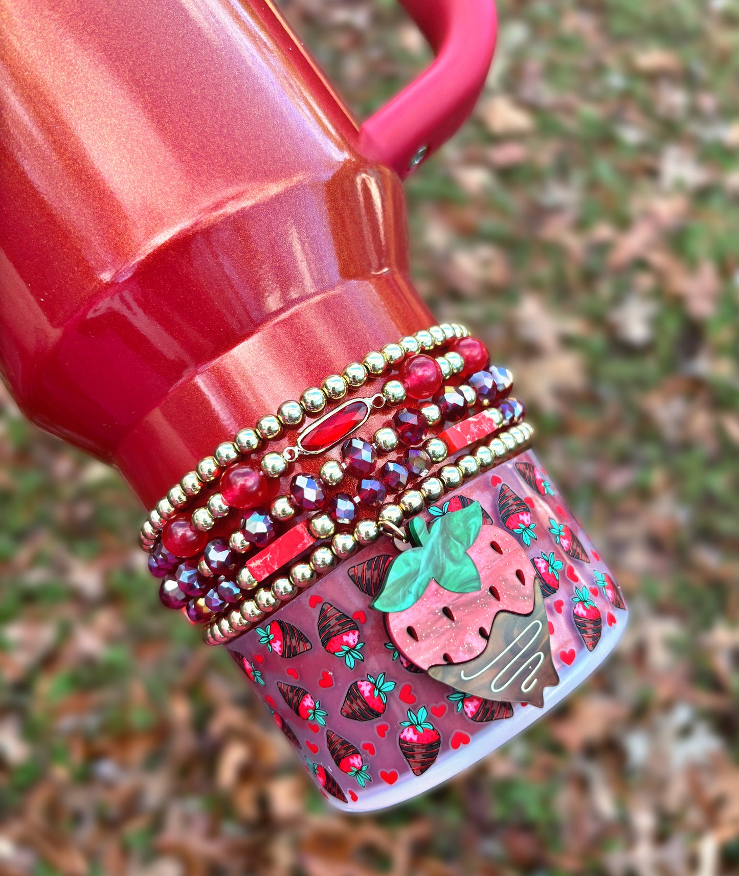 Chocolate Covered Strawberry Cup Bracelets