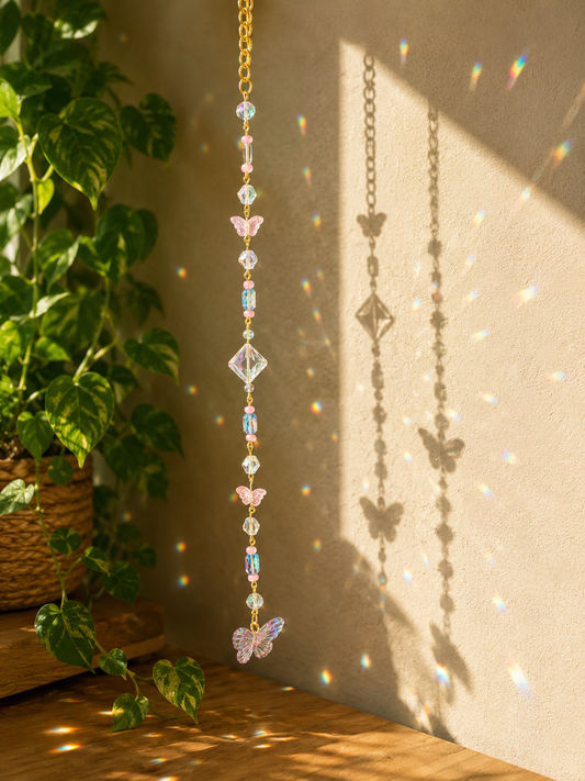 Pink & Lavender Butterfly Glow Garden Sun Catcher