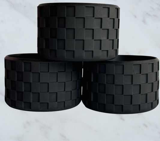 Black Checkered Texture Silicone Boot. Stanley Cup Accessories