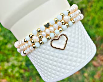 Adjustable Tie Cup Bracelets with Heart Charm
