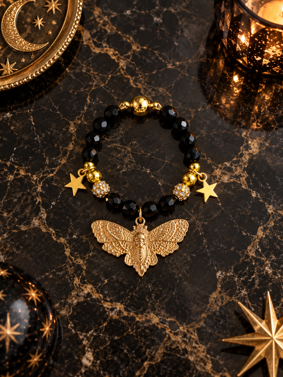 Black Magic Moth Magnetic Handle Charm