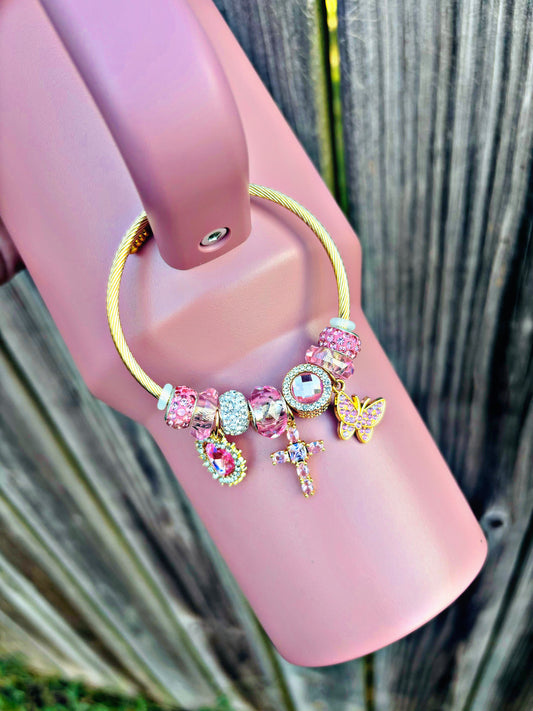 Pink Jewels Cup Handle Charm Bracelet