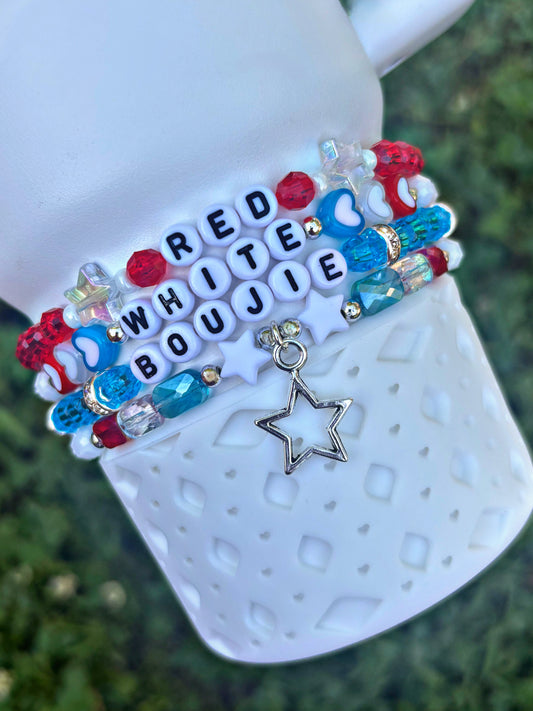 Red White and Boujie Cup Bracelets