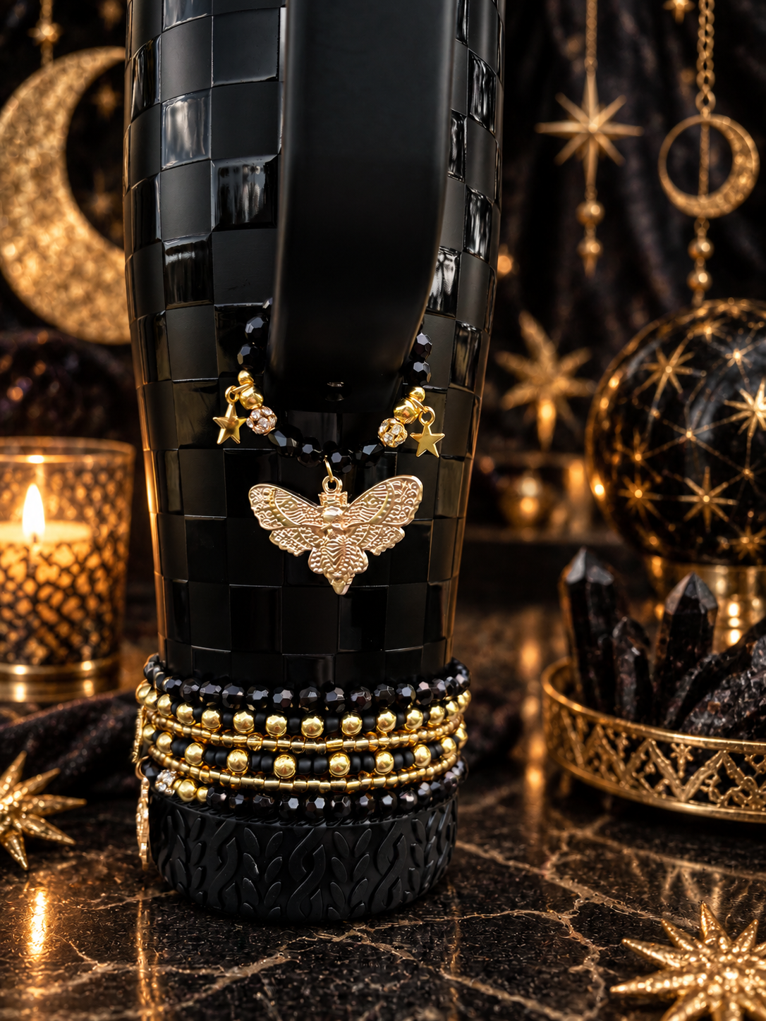 Black Magic Moth Magnetic Handle Charm