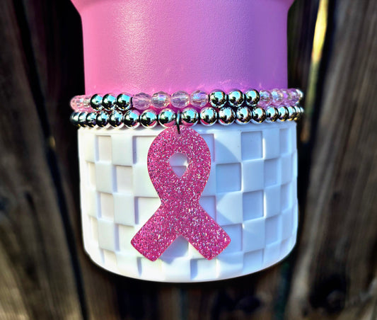 Pink Ribbon Awareness Cup Bracelets