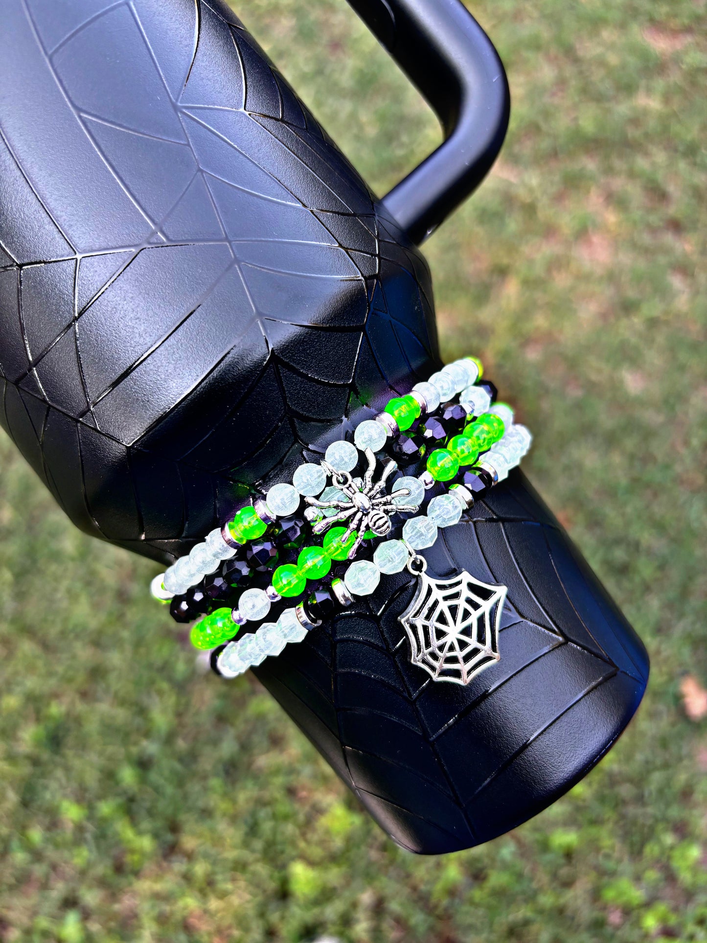 Web Glow Cup Bracelets. GLOWS IN THE DARK!