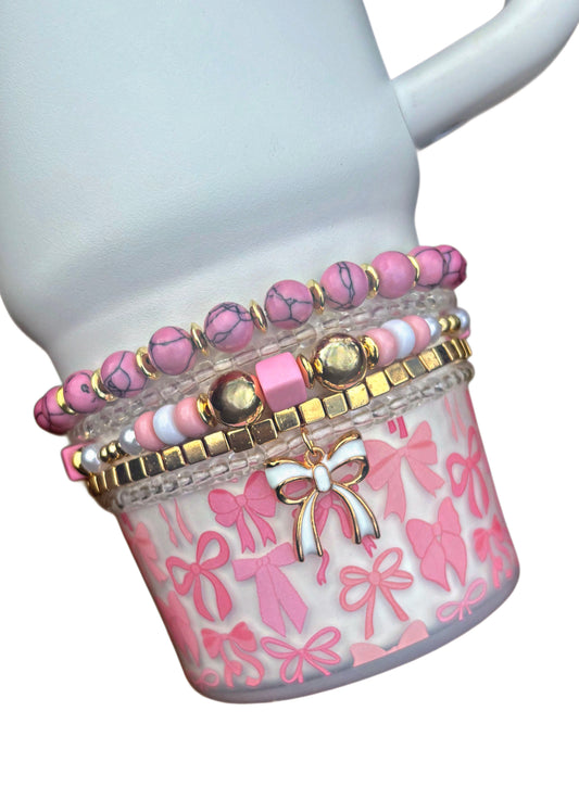 Pink & Gold Coquette Cup Bracelets