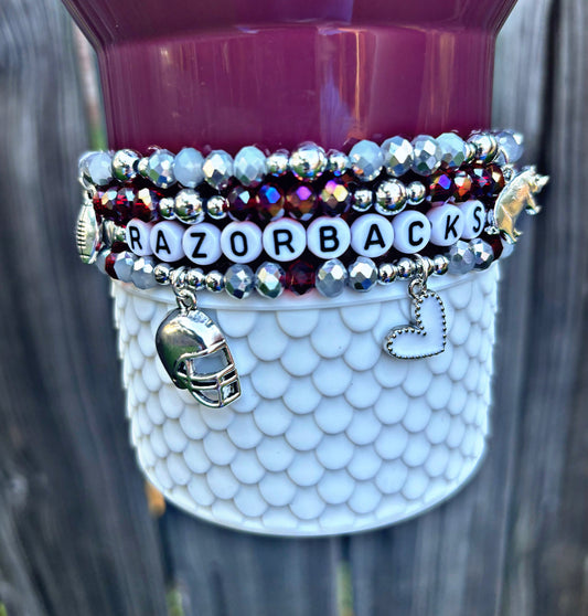 Arkansas Razorbacks Cup Bracelets Woo Pig Sooie