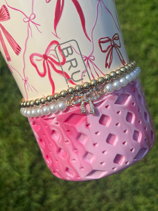 Bow & Pearls Cup Bracelets (Set of 2)