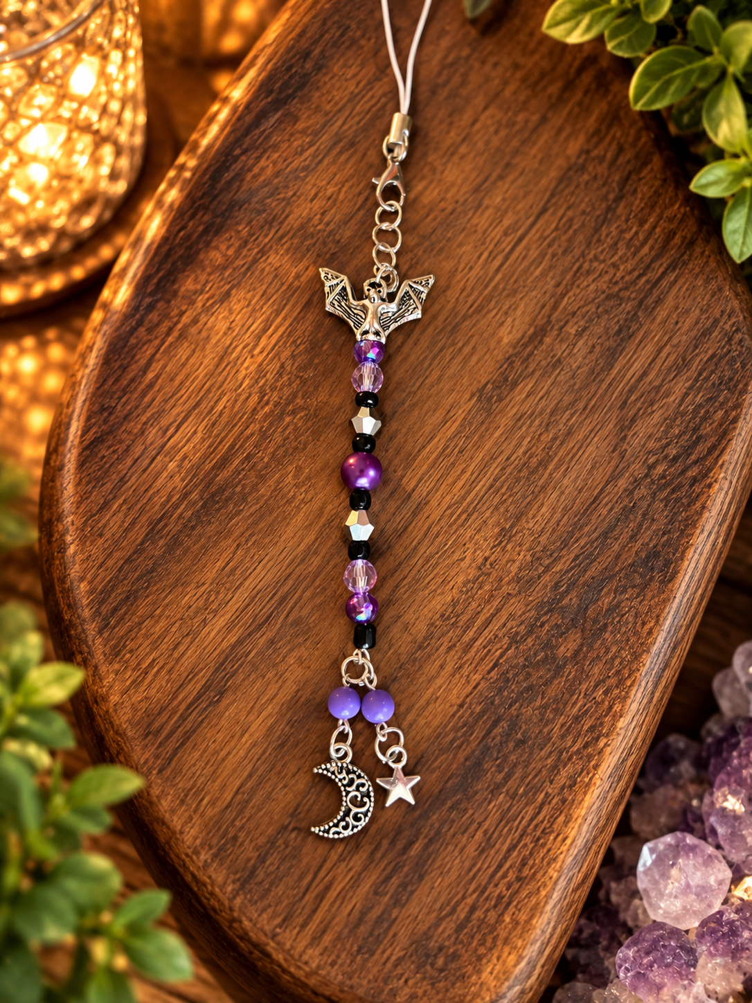 Halloween Purple Bats Dangle Charm